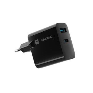 NATEC RIBERA GAN CHARGER 1x USB-A + 1x USB-C 45W BLACK