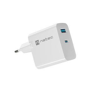 NATEC RIBERA GAN CHARGER 1X USB-A + 1X USB-C 45W WHITE