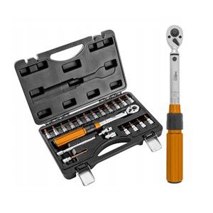 Neo Tools 1 /4 bi-directional torque wrench, 5-25NM, set of 21 pcs.
