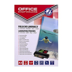 OFFICE PRODUCTS Laminating film, A3, 2x80 microns, glossy, 100 sheets, transparent