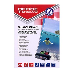 OFFICE PRODUCTS Laminating film, A4, 2x80 microns, glossy, 100 sheets, transparent