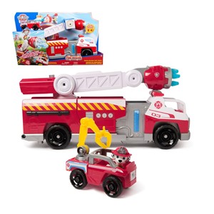 PAW Patrol Fire Rescue: Rapid Reload Fire Truck with Marshall Figure, Quick-Fire Launcher, Lights & Sounds, Kids Toys for Boys & Girls Ages 3 and Up