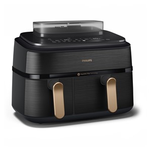 Philips 5000 series NA552 /00 fryer Double 9 L Stand-alone 2750 W Hot air fryer Black, Gold