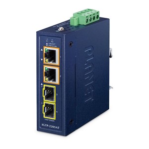 PLANET IP30 Compact size 2-Port IGTP-2205AT network media converter Blue