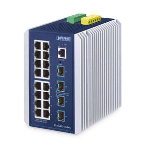 PLANET IP30 Industrial L3 16-Port Managed Gigabit Ethernet (10 /100 /1000) Aluminium, Blue
