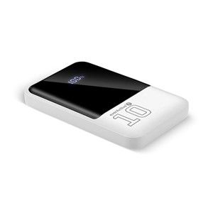 Powerbank 10 000mAh, 2x USB, 1x USB-C 22,5W, QC4+, LCD screen, white