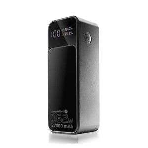 Powerbank 27 000mAh, 1x USB, 2x USB-C, 162,5W, QC4+, flashlight, LCD screen, black