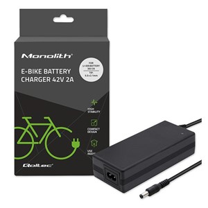 Qoltec 50760 Charger for e-bike batteries 36V | 42V | 2A | 5.5*2.1