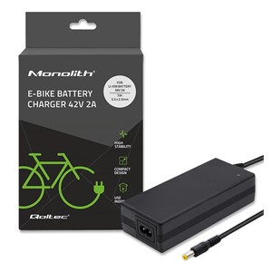 Qoltec 50761 Charger for e-bike batteries 36V | 42V | 2A | 5.5*2.5