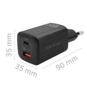 Qoltec 50766 mobile device charger Laptop, Portable gaming console, Power bank, Smartphone, Smartwatch, Tablet Black AC Fast charging Indoor 5