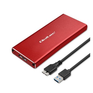 Qoltec 51831 Enclosure | M.2 SSD drive | SATA | NGFF| USB 3.0 | Super speed 5Gb /s | 2TB | Red