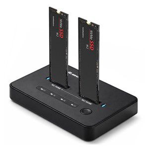 Qoltec 52366 M.2 NVMe SSD Docking Station | PCIe | USB-C | 20 Gb /s | DUAL 2 x 8TB | Offline cloning