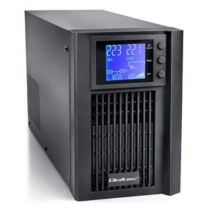 Qoltec 52640 Pure Sine Wave UPS Emergency Power Supply | 1kVA | 800W | AVR | LCD