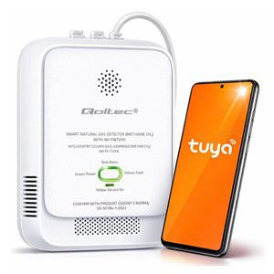Qoltec 52651 Natural Gas Leak Sensor | CH4 detector | NG | Tuya | Wi-Fi | 85dB alarm | LED