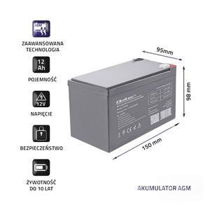 Qoltec 53049 AGM battery | 12V |  12Ah 5