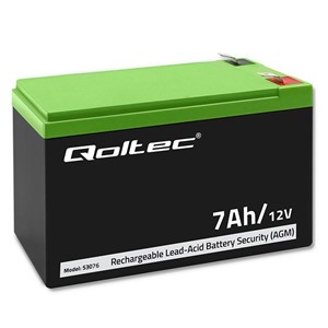 Qoltec 53076 AGM battery | 12V | 7Ah | Security