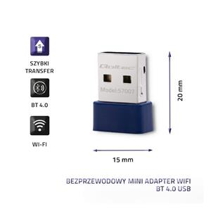 Qoltec 57007 Wireless Mini Bluetooth USB WiFi Adapter 5