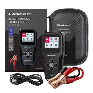 Qoltec Digital 3-in-1 Battery Tester with LCD | Polish Menu | 6V | 12V | 24V | 10Ah-200Ah