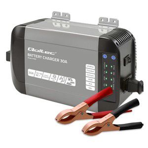 Qoltec Intelligent Professional Monolith Battery Charger for LiFePO4 AGM GEL SLA batteries | 30A | 12V