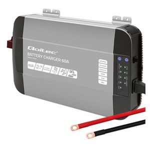 Qoltec Smart Professional Monolith Battery Charger for LiFePO4 AGM GEL SLA batteries | 60A | 12V | Fast charging