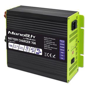 Qoltec Smart Professional Monolith Battery Charger for LiFePO4 AGM GEL SLA batteries | 70A | 12V | Fast charging