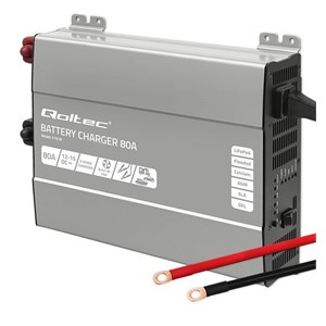 Qoltec Smart Professional Monolith Battery Charger for LiFePO4 AGM GEL SLA batteries | 80A | 12V | Fast charging