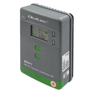 Qoltec Solar MPPT Charge Controller with Temperature Sensor 20A |12V /24V | LCD | 2 x USB