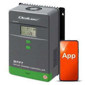 Qoltec Solarny regulator ładowania MPPT z czujnikiem temperatury 80A |12V /24V /36V /48V | LCD | Bluetooth | APP | GEL | LiFePO4
