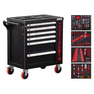 BGS Radionička kolica | 6 ladica | 1 bočna vrata | sa 158 kom. alata