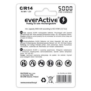 Rechargeable batteries everActive Ni-MH R14 C 5000 mAh Professional Line