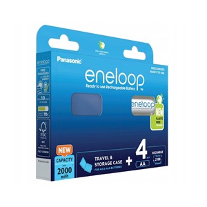 Rechargeable batteries PANASONIC ENELOOP AA 2000 mAh 4 szt + case (BK-3MCDE /4CP+CASE)