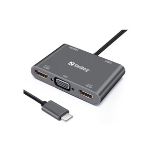 Sandberg USB-C Dock 2xHDMI+1xVGA+USB+PD docking station