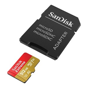 SanDisk 512GB Extreme microSDXC UHS-I memory card with adapter