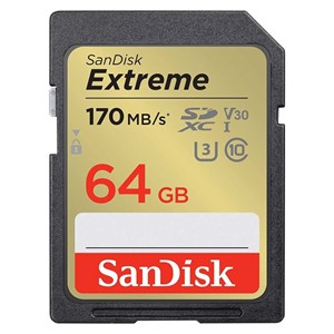 SanDisk Extreme 64GB SDXC memory card + 1 year RescuePRO Deluxe up to 170MB /s &amp; 80MB /s read /write