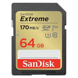SanDisk Extreme PLUS 64GB SDXC memory card 170MB /s and 80MB /s read /write, UHS-I, Class 10,