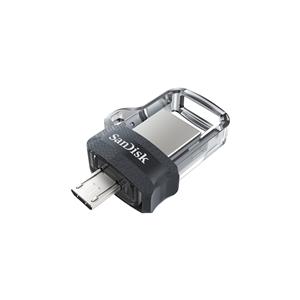 SanDisk Ultra Dual m3.0 USB flash drive 128 GB USB Type-A / Micro-USB 3.2 Gen 1 (3.1 Gen 1) Black, Silver, Transparent