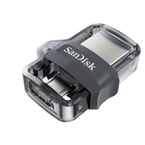 SanDisk Ultra Dual m3.0 USB flash drive 256 GB USB Type-A / Micro-USB 3.2 Gen 1 (3.1 Gen 1) Black, Silver, Transparent 3