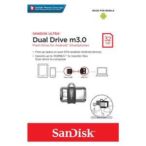 SanDisk Ultra Dual m3.0 USB flash drive 32 GB USB Type-A / Micro-USB 3.2 Gen 1 (3.1 Gen 1) Black, Silver, Transparent 4