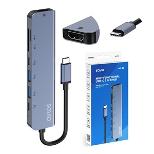 Savio AK-82 interface hub USB Type-C 5000 Mbit /s Black