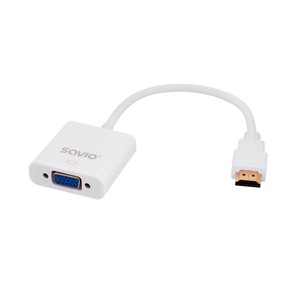 Savio CL-27 video cable adapter 0.2 m VGA (D-Sub) HDMI Type A (Standard) White