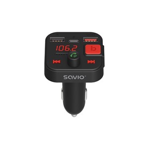 SAVIO FM transmitter, Bluetooth 5.3, QC 3.0 charger, LED display, Bass Boost, TR-15, black