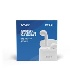 Savio TWS-01 Wireless Bluetooth Earphones, White 4