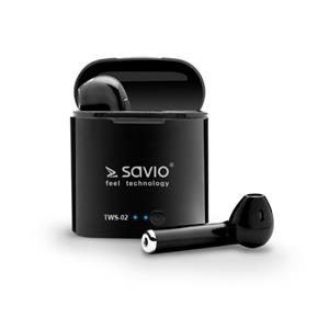 Savio TWS-02 Wireless Bluetooth Earphones, Black