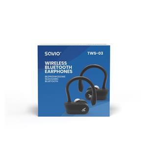 Savio TWS-03 Wireless Bluetooth Earphones, Black