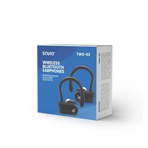 Savio TWS-03 Wireless Bluetooth Earphones, Black 3