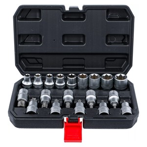 BGS Set bitova /set utičnih ključeva | unutarnji šesterokutni pogon 12,5 mm (1 /2) | T-profil (za Torx) /E-profil | 19-dijelni