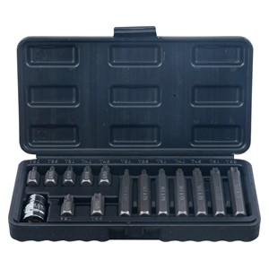 BGS Set bitova | vanjski šesterokutni pogon 10 mm (3 /8) | T-profil (za Torx) | 15-dijelni