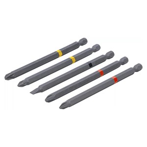 BGS Set bitova | vanjski šesterokutni pogon 6,3 mm (1 /4) | križni prorez PH, križni prorez PZ, prorez | duljina 110 mm | 5-dijelni