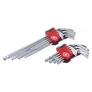 BGS Set kutnih steznih ključeva | dugi | T-profil (za Torx) T10 - T50 /unutarnji šesterokut 1,5 - 10 mm | 18-dijelni