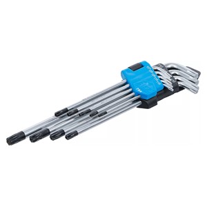 BGS Set kutnih steznih ključeva | ekstra dugi | T-profil (za Torx) s provrtom T10 - T50 | 9-dijelni